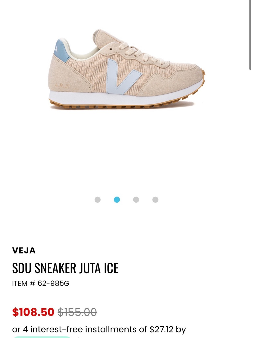 Veja SDU Juta Ice Sneaker in Beige with Light Blue V